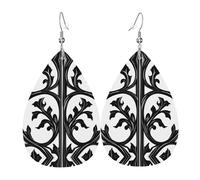 Boucles d'oreilles en cuir avec motif de clôture en forme de goutte | Design haut de gamme, boucles d'oreilles légères et luxueuses