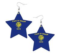 Boucles d'oreilles en cuir avec motif drapeau de l'État de l'Oregon, accessoires légers et élégants pour les fêtes, les danses et la vie quotidienne.