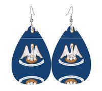 Boucles d'oreilles en cuir avec motif drapeau de l'État de Louisiane - Pour femme, idéales pour le quotidien, les fêtes, les rendez-vous, etc.