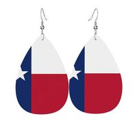 Boucles d'oreilles en cuir avec motif drapeau du Texas | Boucles d'oreilles imprimées en forme de goutte d'eau, adaptées pour le quotidien, les fêtes, les rendez-vous galants