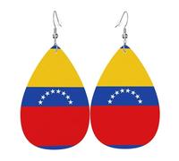 Boucles d'oreilles en cuir avec motif drapeau du Venezuela - Boucles d'oreilles pour femme, idéales pour le quotidien, les fêtes, les rendez-vous, etc.
