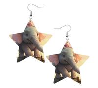 Boucles d'oreilles en cuir avec motif éléphant et cochon - Élégantes et légères - Pour femmes et filles - Taille unique - Cuir - Sans pierre précieuse