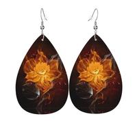 Boucles d'oreilles en cuir avec motif fleur de flamme, pour femme, adaptées pour un usage quotidien, une fête et un rendez-vous galant