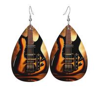 Boucles d'oreilles en cuir avec motif guitare instrumentale - Boucles d'oreilles pour femme, adaptées pour le quotidien, les fêtes, les rendez-vous, etc.