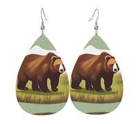 Boucles d'oreilles en cuir avec motif ours marron pour femme, adaptées pour le quotidien, les fêtes, les rendez-vous, etc.