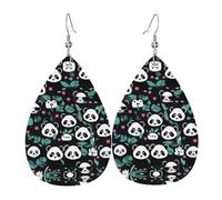 Boucles d'oreilles en cuir avec motif panda - Style européen et américain - Pour jeunes femmes - Cadeau d'anniversaire ou de Saint-Valentin