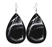 Boucles d'oreilles en cuir avec motif requin pour femme - Boucles d'oreilles pendantes en forme de larme, parfaites pour les fêtes et les accessoires de costume, taille unique, cuir, sans pierre