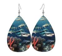 Boucles d'oreilles en cuir avec motif requin sous la mer - Pour femme, adaptées pour le quotidien, les fêtes, les rendez-vous, etc.