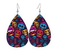 Boucles d'oreilles en cuir avec motif rire et cœur | Boucles d'oreilles imprimées en forme de goutte d'eau, adaptées pour le quotidien, les fêtes, les rendez-vous galants