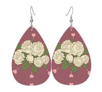 Boucles d'oreilles en cuir avec motif rose d'amour pour femme, idéales pour le quotidien, les fêtes, les rendez-vous, etc.
