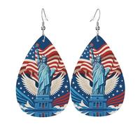 Boucles d'oreilles en cuir avec motif statue de la Liberté - Pour femme - Avec crochet - Style vintage - Pour une fête ou un usage quotidien, taille unique, Cuir