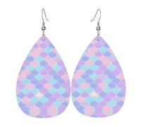 Boucles d'oreilles en cuir avec motif tatouage sirène, pour femme, idéales pour le quotidien, les fêtes, les rendez-vous, etc.