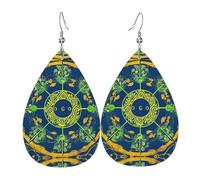 Boucles d'oreilles en cuir avec motif totem Yin Yang - Pour femme - Convient pour le quotidien, les fêtes, les rendez-vous, etc., taille unique, cuir synthétique, diamant