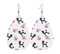 Boucles d'oreilles en cuir avec pendentif en forme de bouteille de parfum rose et caniche avec crochet pour femme, taille unique, Cuir