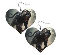 Boucles d'oreilles en cuir avec pendentif en forme de cœur avec imprimé panthère animale et légère pour femmes et filles, taille unique, cuir, sans pierre précieuse
