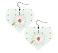 Boucles d'oreilles en cuir avec pendentif en forme de cœur avec motif camélia en fleur, élégant et léger pour femmes et filles, taille unique, cuir, sans pierre précieuse