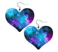 Boucles d'oreilles en cuir avec pendentif en forme de cœur et étoile violette pour femmes et filles, taille unique, cuir, sans pierre précieuse