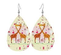 Boucles d'oreilles en cuir avec pendentif en forme de girafe, cœur, fleur, papillon, goutte d'eau, pour femme, avec crochet, tendance, vintage, fête, usage quotidien, taille unique, Cuir