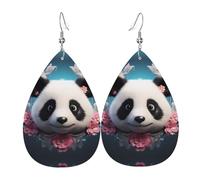 Boucles d'oreilles en cuir avec pendentif en forme de goutte de panda - Élégantes et légères - Pour femmes et filles - Taille unique - Cuir - Sans pierre précieuse