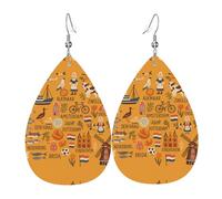 Boucles d'oreilles en cuir avec pendentif en forme de goutte d'eau et symbole de la culture néerlandaise - Pour femme - Style vintage - Pour une fête ou un usage quotidien, taille unique, Cuir