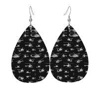 Boucles d'oreilles en cuir avec pendentif en forme de goutte d'hélicoptère - Élégantes et légères - Pour femmes et filles - Taille unique - Cuir - Sans pierre précieuse