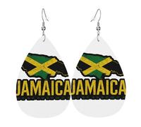 Boucles d'oreilles en cuir avec pendentif en forme de larme de la Jamaïque - Pour femme - Style vintage - Pour une fête ou un usage quotidien, taille unique, Cuir