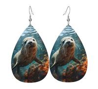 Boucles d'oreilles en cuir avec phoque en forme de chiot dans l'eau, style européen et américain, pour jeunes femmes, cadeaux d'anniversaire, cadeaux de Saint-Valentin