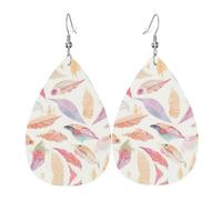 Boucles d'oreilles en cuir avec plumes colorées en forme de goutte - Texture légère et luxueuse, adaptées pour un usage quotidien, une fête, un rendez-vous galant, taille unique, Simili cuir