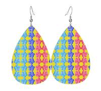 Boucles d'oreilles en cuir avec trois fleurs en forme de goutte pour femme - Légères - À porter au quotidien - Pour fête, rendez-vous, taille unique, Cuir