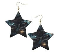 Boucles d'oreilles en cuir blanc tendance en forme d'étoile pour femme - Bijoux pendants futurs robots, cadeaux de fête, pendentifs simples créoles, One Size, Cuir, Pas de gemme