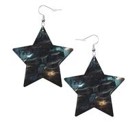 Boucles d'oreilles en cuir blanc tendance en forme d'étoile pour femme - Bijoux pendants futurs robots, cadeaux de fête, pendentifs simples créoles, One Size, Cuir, Pas de gemme