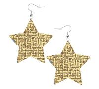 Boucles d'oreilles en cuir blanc tendance en forme d'étoile pour femme - Bijoux pendants imprimés labyrinthe au trésor, pendentifs créoles à la mode légers, taille unique, Cuir, Pas de gemme