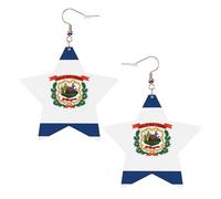 Boucles d'oreilles en cuir blanc tendance en forme d'étoile pour femme - Drapeau de Virginie-Occidentale Imprimés Bijoux Pendentifs, Cadeaux de fête, Pendentifs Créoles simples, One Size, Cuir, Pas de