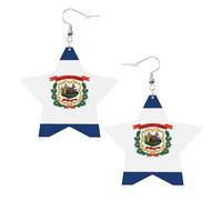 Boucles d'oreilles en cuir blanc tendance en forme d'étoile pour femme - Drapeau de Virginie-Occidentale Imprimés Bijoux Pendentifs, Cadeaux de fête, Pendentifs Créoles simples, One Size, Cuir, Pas de