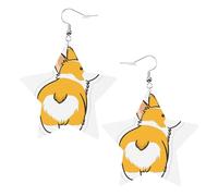 Boucles d'oreilles en cuir blanc tendance en forme d'étoile pour femme - Jolies boucles d'oreilles pendantes en forme de crosse corgi, pendentifs créoles légers et tendance, taille unique, Cuir