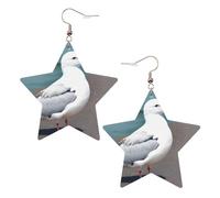Boucles d'oreilles en cuir blanc tendance en forme d'étoile pour femme - Jolies mouettes - Pendentifs simples, One Size, Cuir, Pas de gemme