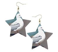 Boucles d'oreilles en cuir blanc tendance en forme d'étoile pour femme - Jolies mouettes - Pendentifs simples, One Size, Cuir, Pas de gemme