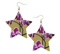Boucles d'oreilles en cuir blanc tendance en forme d'étoile pour femme - Magnifiques orchidées imprimées bijoux pendantes, cadeaux de fête, pendentifs simples créoles, One Size, Cuir, Pas de gemme