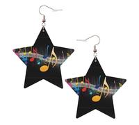 Boucles d'oreilles en cuir blanc tendance en forme d'étoile pour femme - Note de musique colorée imprimée bijoux pendants, pendentifs à la mode, cadeaux de fête, taille unique, Cuir