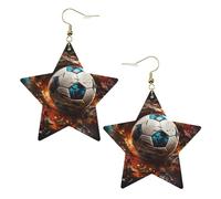 Boucles d'oreilles en cuir blanc tendance en forme d'étoile pour femme - Pétard de football imprimé bijoux, pendentifs créoles légers et tendance, taille unique, Cuir, Pas de gemme