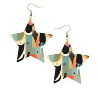 Boucles d'oreilles en cuir blanc tendance pour femme - Art moderne du milieu du siècle avec imprimé chat, pendentifs créoles légers et tendance, taille unique, Cuir, Pas de gemme