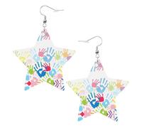 Boucles d'oreilles en cuir blanc tendance pour femme - Bijoux pendants imprimés à la main pour enfants, accessoire de mode léger, taille unique, Cuir