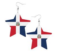 Boucles d'oreilles en cuir blanc tendance pour femme - Bijoux pendants imprimés République Dominicaine - Pendentifs créoles à la mode légers, taille unique, Cuir
