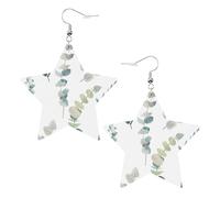 Boucles d'oreilles en cuir blanc tendance pour femme - Blanc naturel verdure brindille imprimé brindilles bijoux pendantes, accessoire de mode léger, taille unique, Cuir