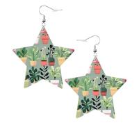 Boucles d'oreilles en cuir blanc tendance pour femme - Bonsaï plante imprimé bijoux pendants, cadeaux de fête, pendentifs créoles simples, One Size, Cuir, Pas de gemme