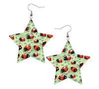 Boucles d'oreilles en cuir blanc tendance pour femme - Boucles d'oreilles légères en forme de coccinelles imprimées de dessins animés, bijoux, cadeaux de fête et décorations, taille unique, Cuir