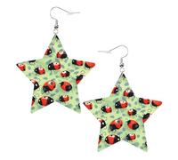 Boucles d'oreilles en cuir blanc tendance pour femme - Boucles d'oreilles légères en forme de coccinelles imprimées de dessins animés, bijoux, cadeaux de fête et décorations, taille unique, Cuir