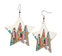 Boucles d'oreilles en cuir blanc tendance pour femme - Dessin animé Austin Texas Print Dangle Jewelry, léger accessoire de mode, taille unique, Cuir