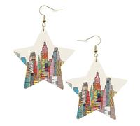 Boucles d'oreilles en cuir blanc tendance pour femme - Dessin animé Austin Texas Print Dangle Jewelry, léger accessoire de mode, taille unique, Cuir