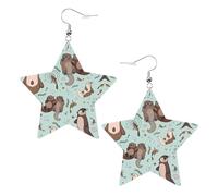 Boucles d'oreilles en cuir blanc tendance pour femme - Dessin animé mignon imprimé loutre pendentif, pendentifs créoles à la mode légers, taille unique, Cuir